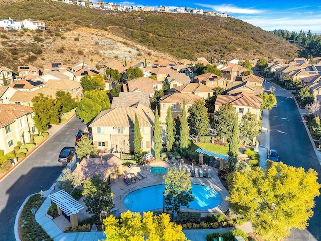 drone / aerial view with a mountain view