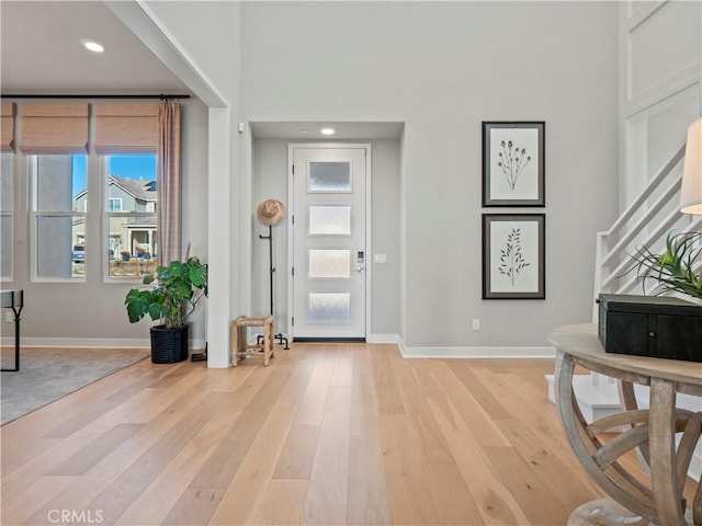 foyer entrance featuring light wood-type flooring