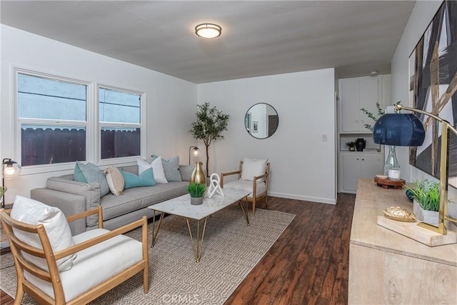 living room featuring dark hardwood / wood-style floors