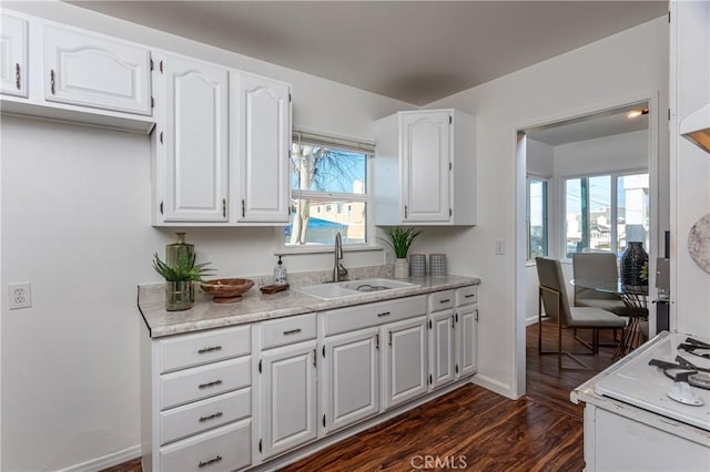 kitchen featuring white cabinetry, dark wood-type flooring, and sink