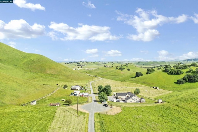 drone / aerial view with a rural view