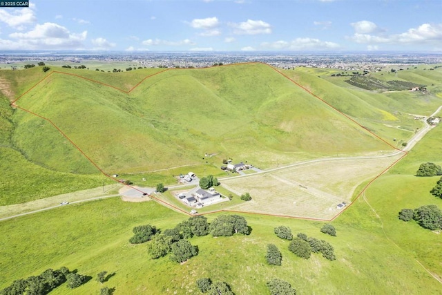 drone / aerial view with a rural view