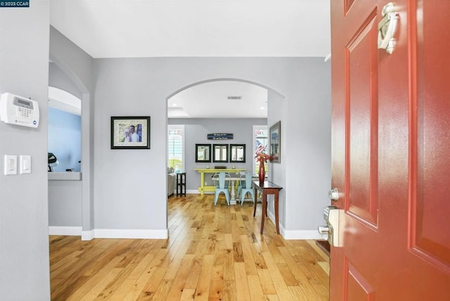 foyer with wood-type flooring