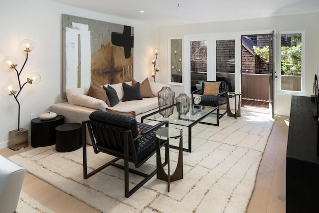 living room featuring light hardwood / wood-style flooring