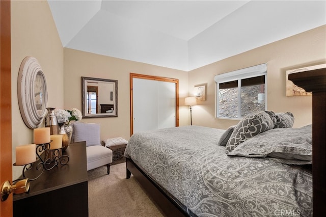 1430 Sequoia Dr, Lake Arrowhead, CA 92352 - bedroom with carpet floors and lofted ceiling