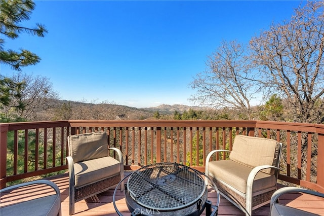 1430 Sequoia Dr, Lake Arrowhead, CA 92352 - wooden deck with a mountain view