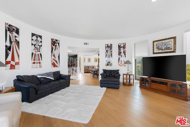 living room with hardwood / wood-style flooring