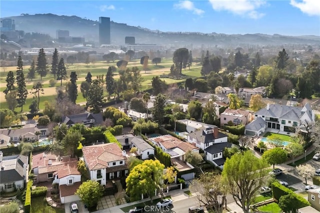 aerial view with a mountain view