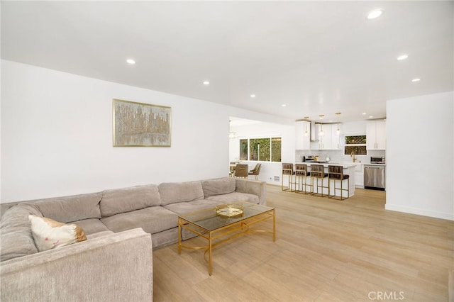 living room featuring light hardwood / wood-style floors