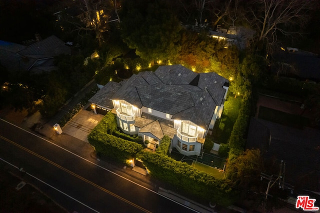 view of aerial view at twilight