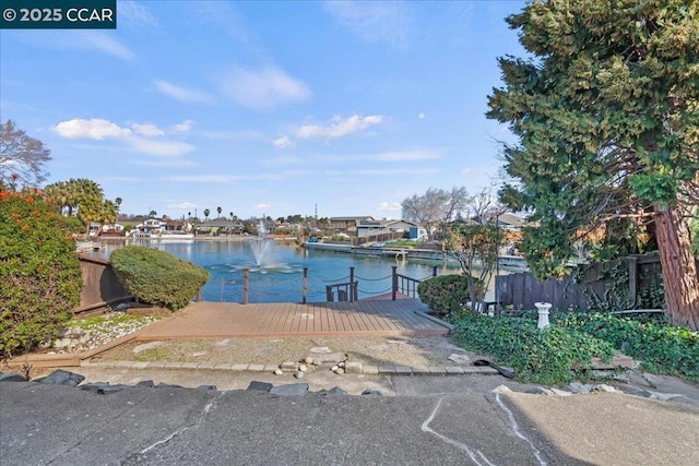 view of dock featuring a water view