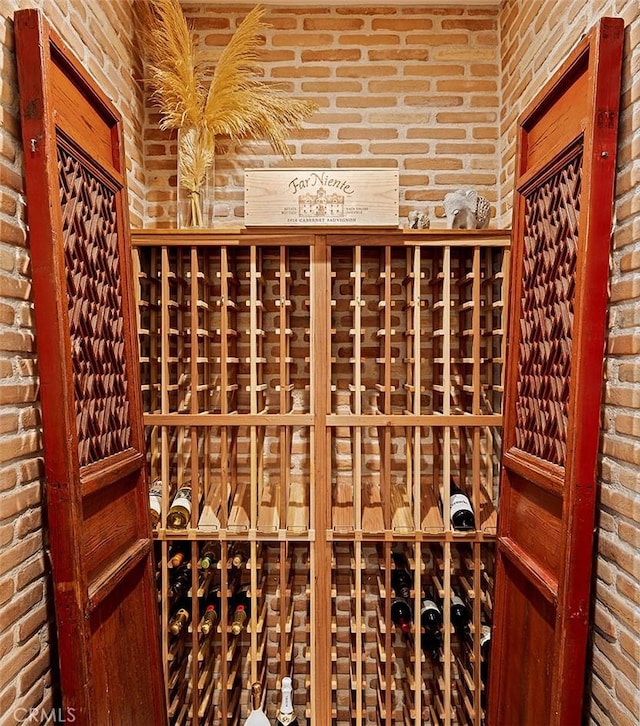 wine cellar with brick wall