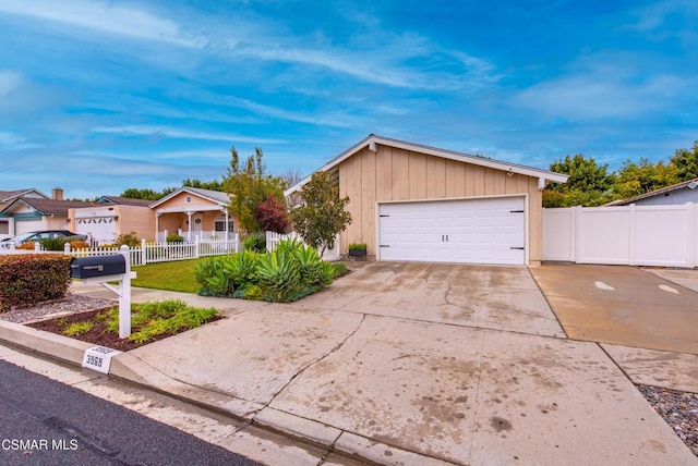 single story home featuring a garage