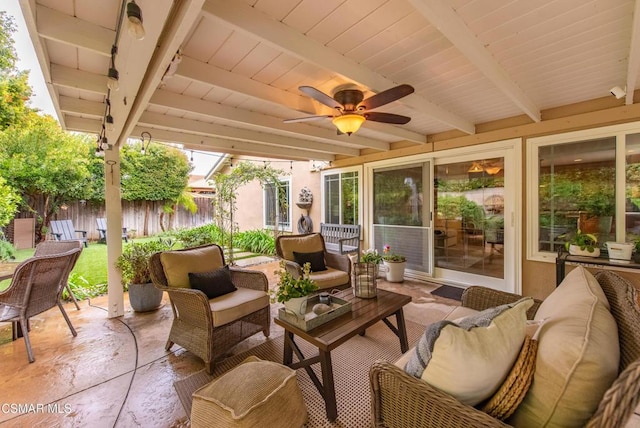 view of patio / terrace featuring an outdoor hangout area and ceiling fan