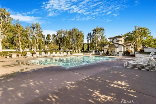 view of swimming pool featuring a patio