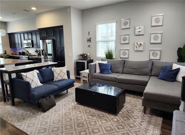 living room featuring light wood-type flooring