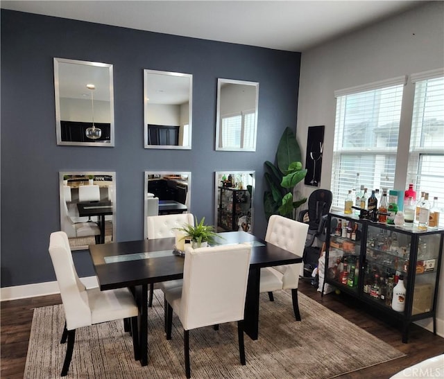 dining room with hardwood / wood-style flooring