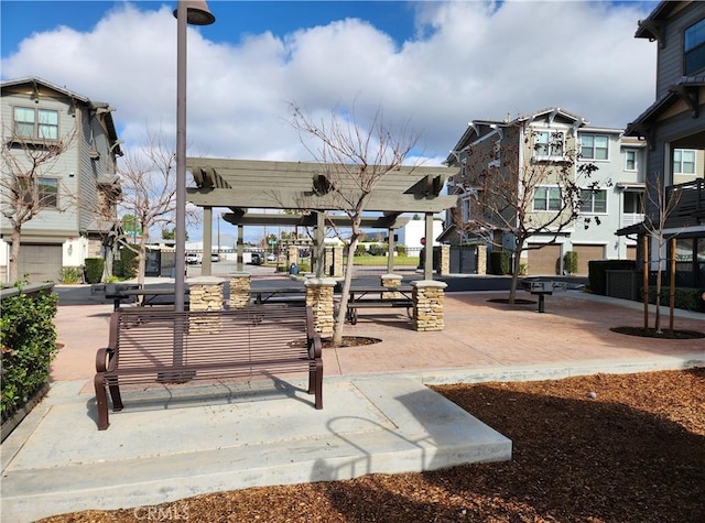 view of community featuring a pergola