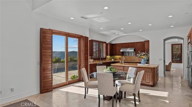 dining room with sink