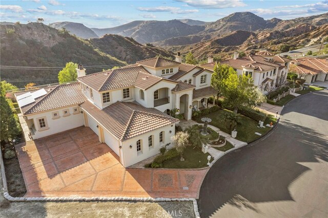 aerial view with a mountain view