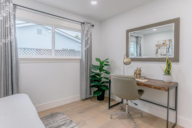 office space featuring light hardwood / wood-style flooring