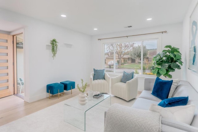 living room featuring light wood-type flooring