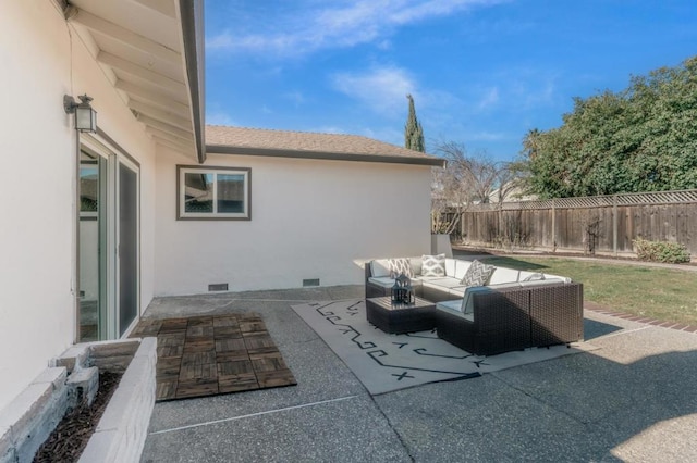 view of patio featuring an outdoor living space