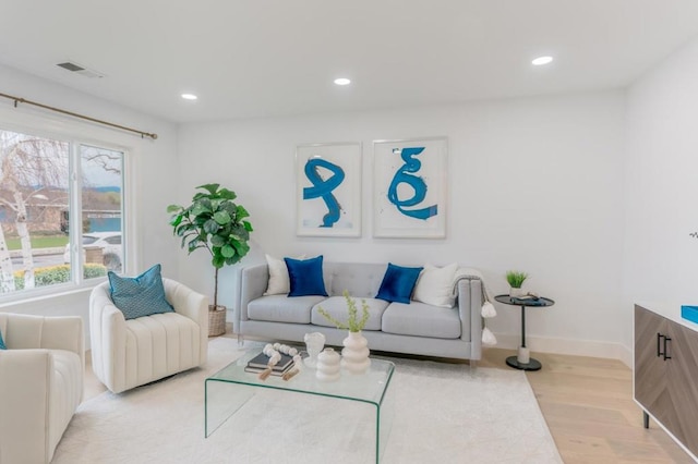 living room featuring light hardwood / wood-style floors