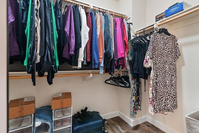 spacious closet with wood finished floors