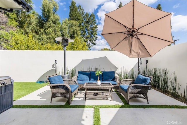 view of patio with an outdoor living space