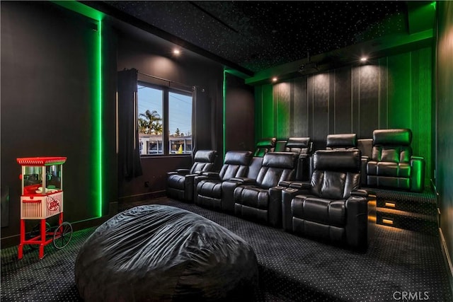 view of carpeted cinema room