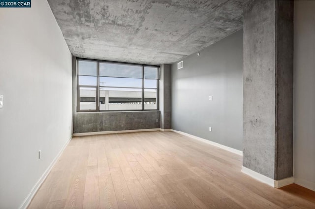 unfurnished room with light hardwood / wood-style floors