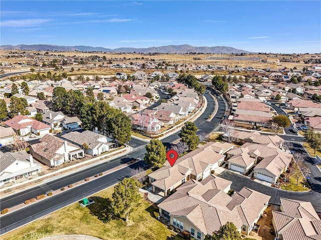 drone / aerial view with a mountain view