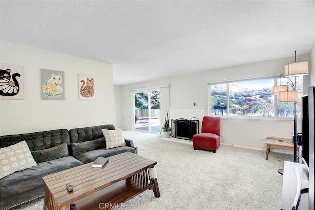 living room with carpet flooring