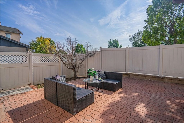 view of patio with an outdoor living space