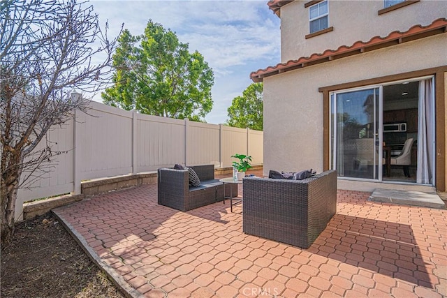 view of patio / terrace featuring an outdoor living space