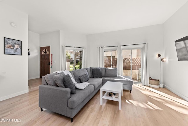 living room with light wood-type flooring