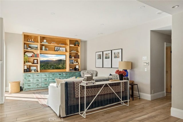 living room featuring light wood-type flooring