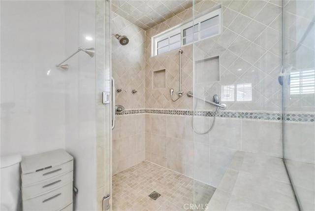 bathroom featuring toilet and walk in shower