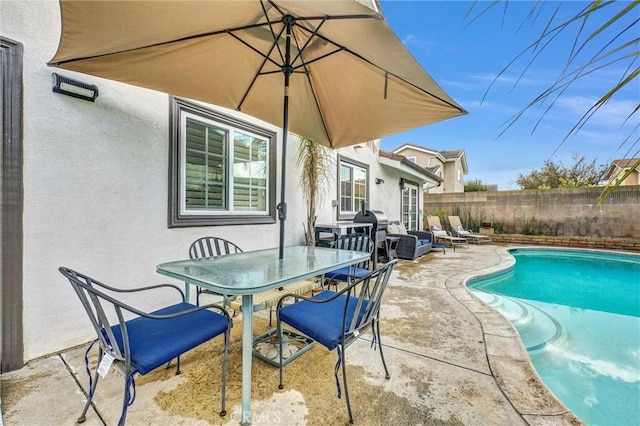 view of pool featuring a patio