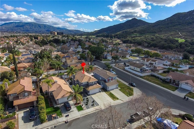 drone / aerial view with a mountain view