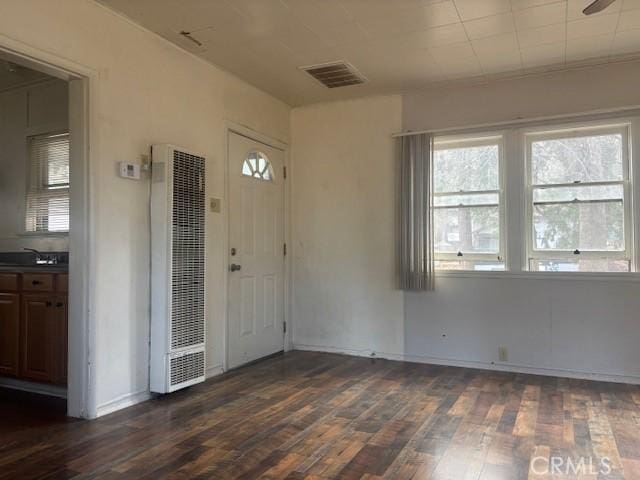 foyer featuring dark hardwood / wood-style flooring and sink