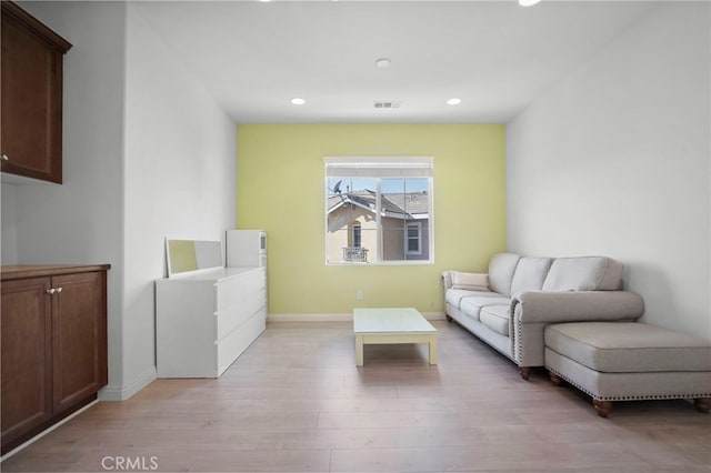 living room with light wood-type flooring