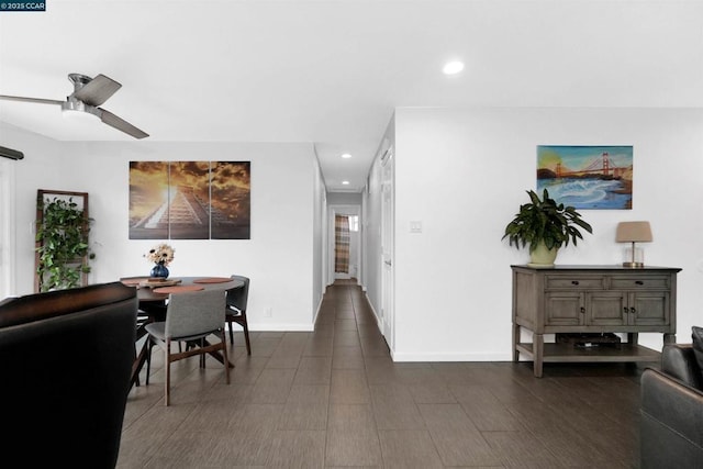 hallway featuring dark wood-type flooring