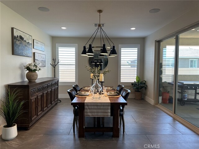 39767 Larkspur Ter, Temecula, CA 92591 - dining area featuring a chandelier and recessed lighting