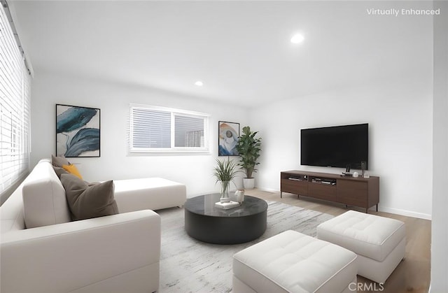 living room with light wood-type flooring