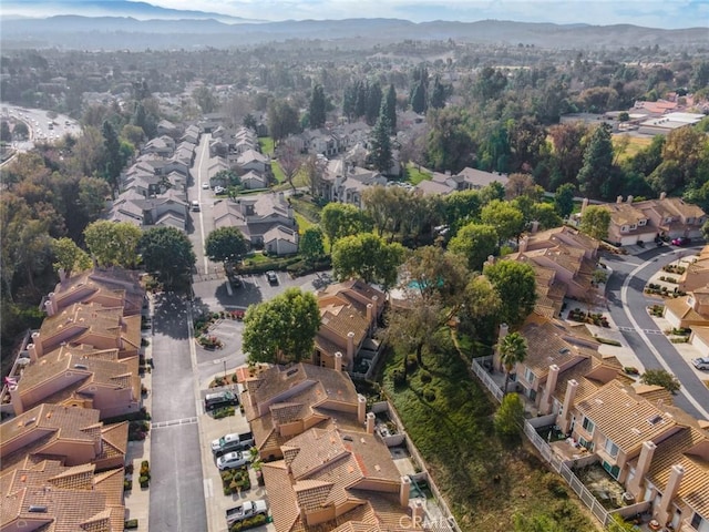 aerial view with a mountain view