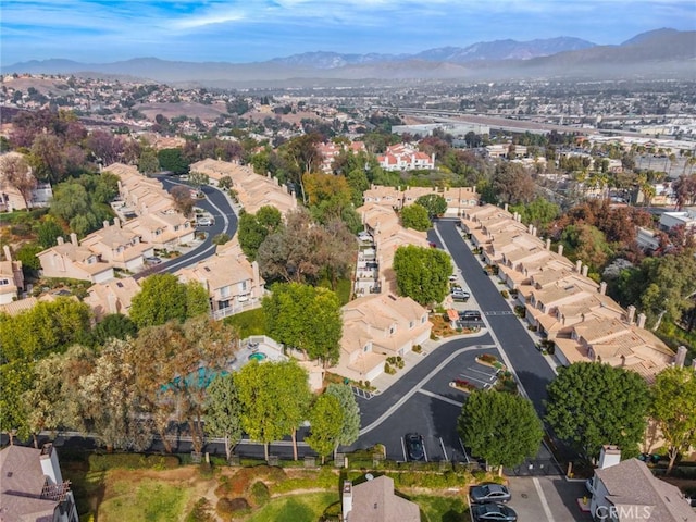 aerial view with a mountain view