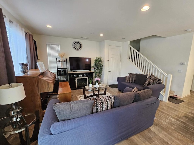 living room featuring light hardwood / wood-style flooring