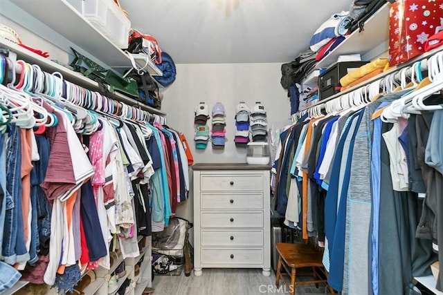 spacious closet with light wood-type flooring